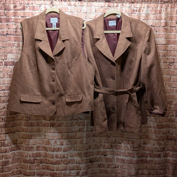 RUSS Signature Liz Claiborne Wool Blend Vest and Blazer Set 22W - Picture 1 of 13